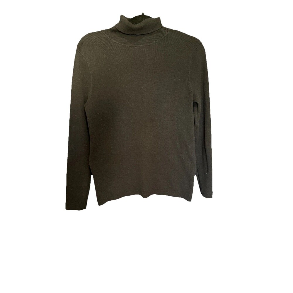 Chico's Women's Basic Turtleneck Sweater Size 1 M Black Long Sleeve Pullover